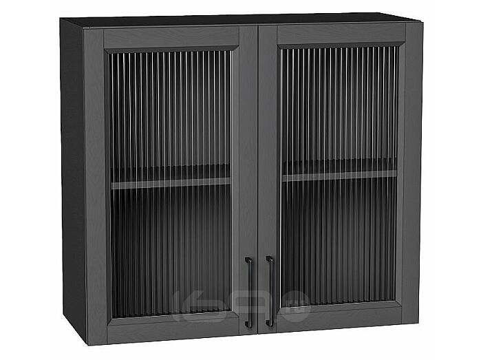 Шкаф верхний с 2-мя остекленными дверцами Сканди Stormy Silkwood/Graphite 716*800*320