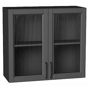 Шкаф верхний с 2-мя остекленными дверцами Сканди Stormy Silkwood/Graphite 716*800*320