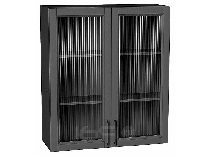 Шкаф верхний с 2-мя остекленными дверцами Сканди Stormy Silkwood/Graphite 920*800*320