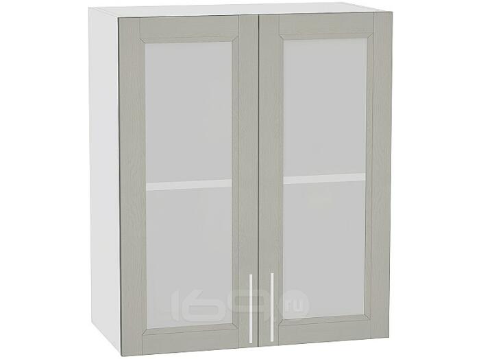 Шкаф верхний с 2-мя остекленными дверцами Сканди В 600 Grey Softwood-Белый