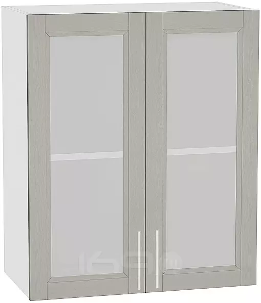 Шкаф верхний с 2-мя остекленными дверцами Сканди В 600 Grey Softwood-Белый