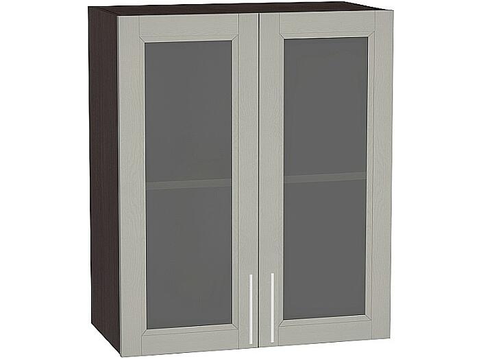 Шкаф верхний с 2-мя остекленными дверцами Сканди В 600 Grey Softwood-Венге