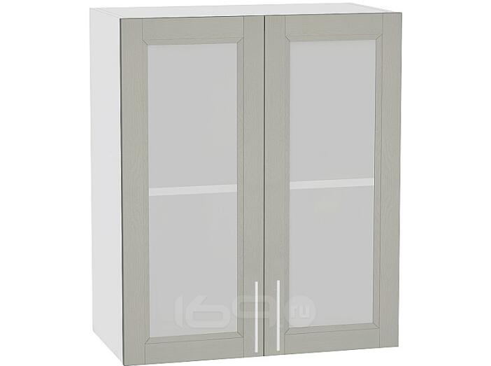 Шкаф верхний с 2-мя остекленными дверцами Сканди В 609 Grey Softwood-Белый