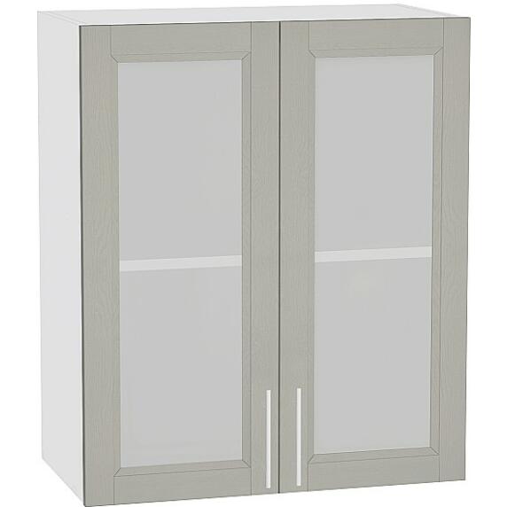 Шкаф верхний с 2-мя остекленными дверцами Сканди В 609 Grey Softwood-Белый