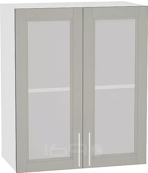 Шкаф верхний с 2-мя остекленными дверцами Сканди В 609 Grey Softwood-Белый