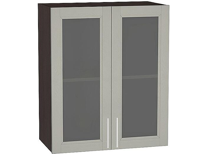 Шкаф верхний с 2-мя остекленными дверцами Сканди В 609 Grey Softwood-Венге