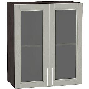 Шкаф верхний с 2-мя остекленными дверцами Сканди В 609 Grey Softwood-Венге