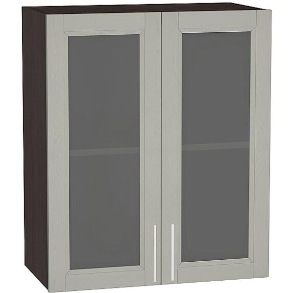 Шкаф верхний с 2-мя остекленными дверцами Сканди В 609 Grey Softwood-Венге