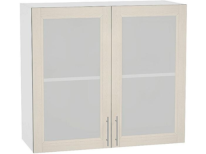Шкаф верхний с 2-мя остекленными дверцами Сканди В 800 Cappuccino Softwood-Белый