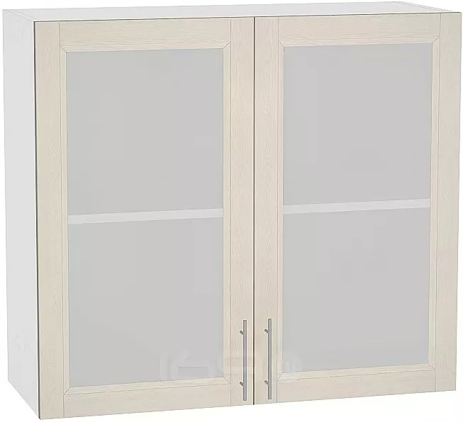Шкаф верхний с 2-мя остекленными дверцами Сканди В 800 Cappuccino Softwood-Белый