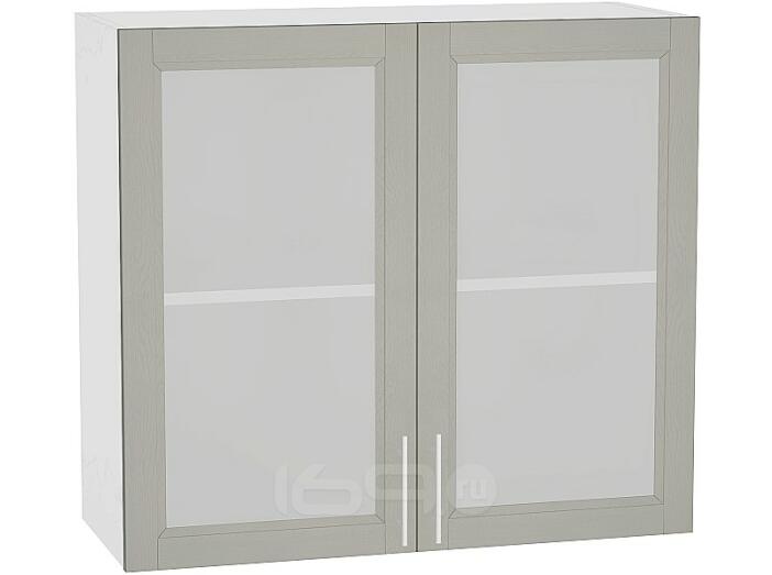 Шкаф верхний с 2-мя остекленными дверцами Сканди В 800 Grey Softwood-Белый