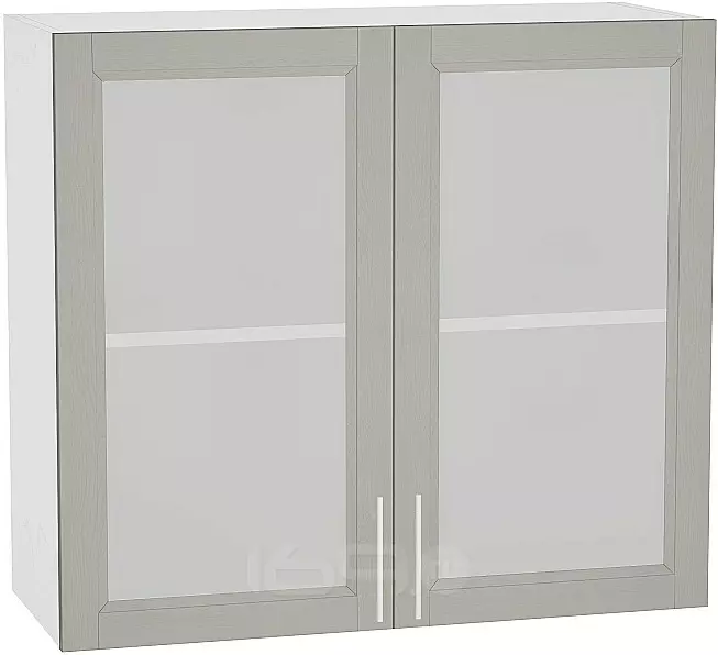 Шкаф верхний с 2-мя остекленными дверцами Сканди В 800 Grey Softwood-Белый