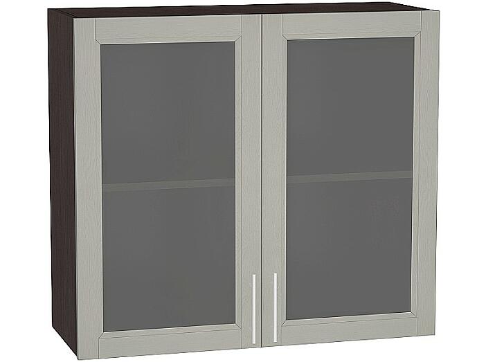 Шкаф верхний с 2-мя остекленными дверцами Сканди В 800 Grey Softwood-Венге