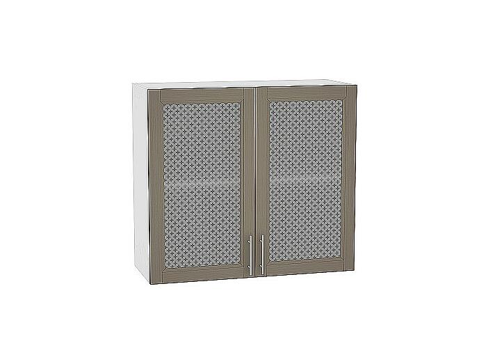 Шкаф верхний с 2-мя остекленными дверцами Сканди В 800 Cappuccino Wood-Белый