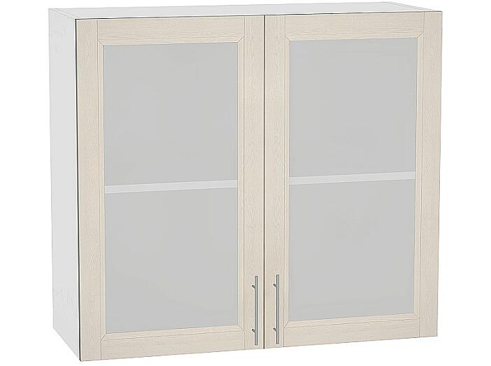 Шкаф верхний с 2-мя остекленными дверцами Сканди В 809 Cappuccino Softwood-Белый