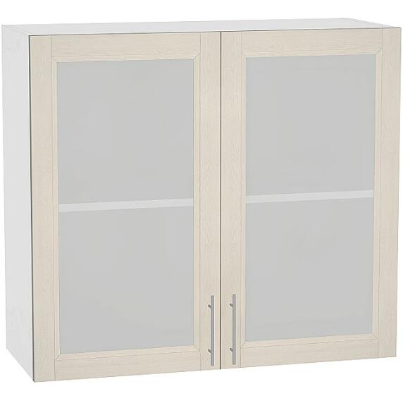 Шкаф верхний с 2-мя остекленными дверцами Сканди В 809 Cappuccino Softwood-Белый