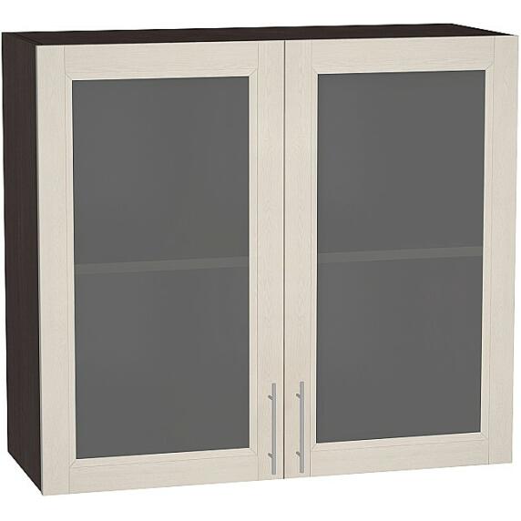 Шкаф верхний с 2-мя остекленными дверцами Сканди В 809 Cappuccino Softwood-Венге