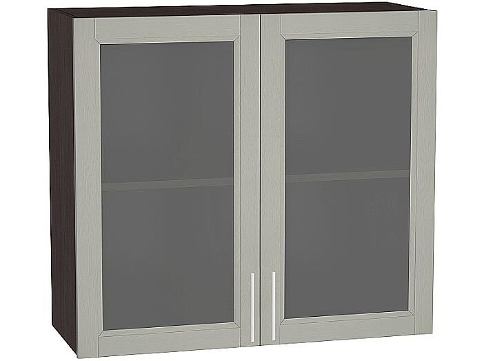Шкаф верхний с 2-мя остекленными дверцами Сканди В 809 Grey Softwood-Венге