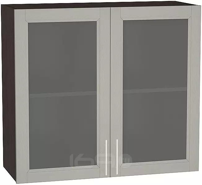Шкаф верхний с 2-мя остекленными дверцами Сканди В 809 Grey Softwood-Венге