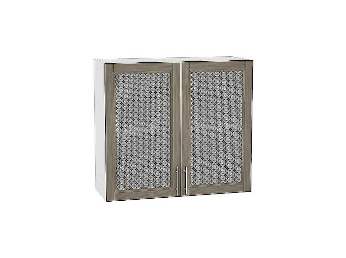 Шкаф верхний с 2-мя остекленными дверцами Сканди В 809 Cappuccino Wood-Белый