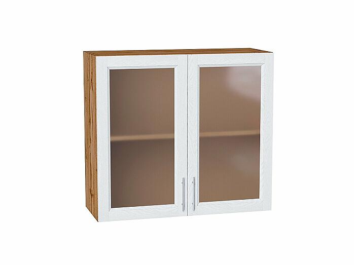 Шкаф верхний с 2-мя остекленными дверцами Сканди White Softwood Дуб Вотан 716*800*320