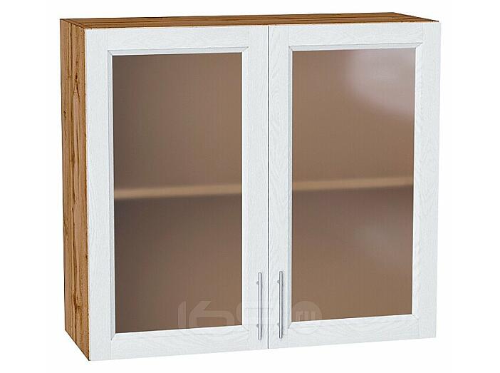 Шкаф верхний с 2-мя остекленными дверцами Сканди White Softwood Дуб Вотан 716*800*320