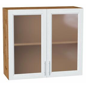 Шкаф верхний с 2-мя остекленными дверцами Сканди White Softwood Дуб Вотан 716*800*320