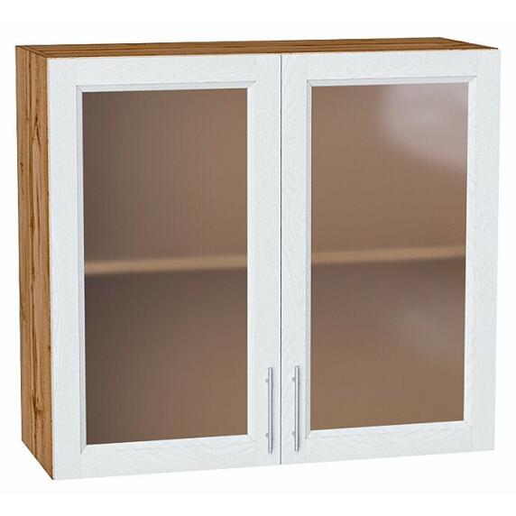 Шкаф верхний с 2-мя остекленными дверцами Сканди White Softwood Дуб Вотан 716*800*320