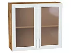 Шкаф верхний с 2-мя остекленными дверцами Сканди White Softwood Дуб Вотан 716*800*320