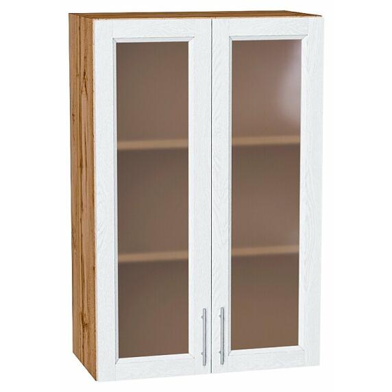 Шкаф верхний с 2-мя остекленными дверцами Сканди White Softwood Дуб Вотан 920*600*320