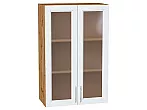 Шкаф верхний с 2-мя остекленными дверцами Сканди White Softwood Дуб Вотан 920*600*320