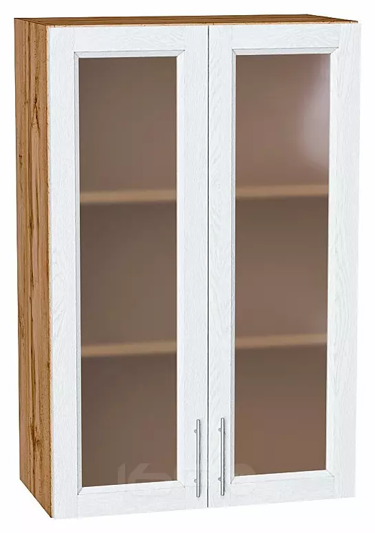 Шкаф верхний с 2-мя остекленными дверцами Сканди White Softwood Дуб Вотан 920*600*320