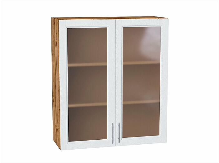 Шкаф верхний с 2-мя остекленными дверцами Сканди White Softwood Дуб Вотан 920*800*320