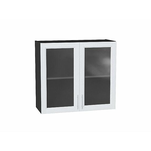 Шкаф верхний с 2-мя остекленными дверцами Сканди White Softwood Graphite