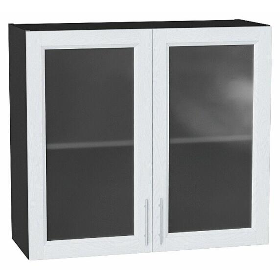 Шкаф верхний с 2-мя остекленными дверцами Сканди White Softwood Graphite