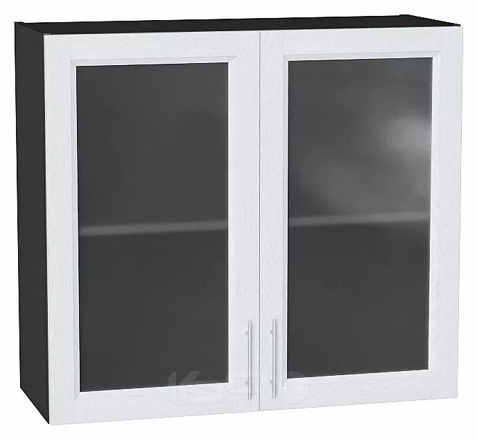 Шкаф верхний с 2-мя остекленными дверцами Сканди White Softwood Graphite
