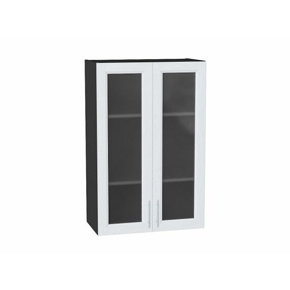 Шкаф верхний с 2-мя остекленными дверцами Сканди White Softwood Graphite