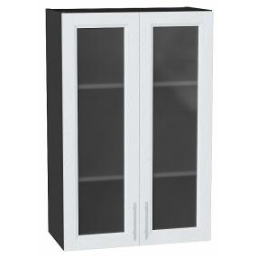 Шкаф верхний с 2-мя остекленными дверцами Сканди White Softwood Graphite