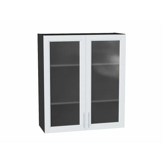 Шкаф верхний с 2-мя остекленными дверцами Сканди White Softwood Graphite