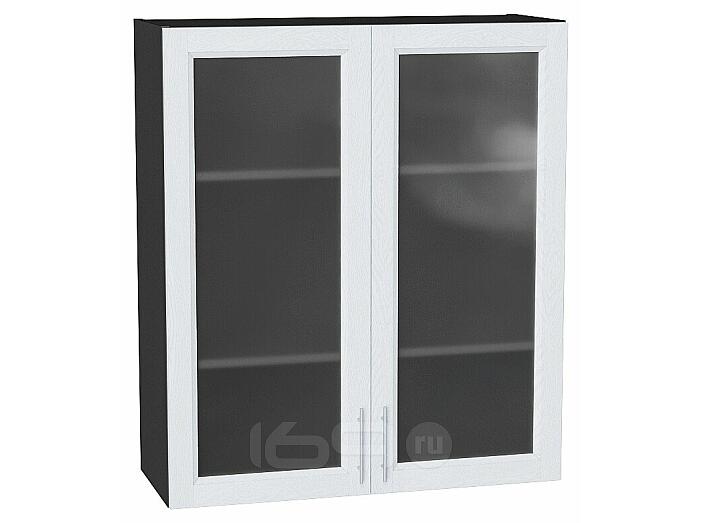 Шкаф верхний с 2-мя остекленными дверцами Сканди White Softwood Graphite