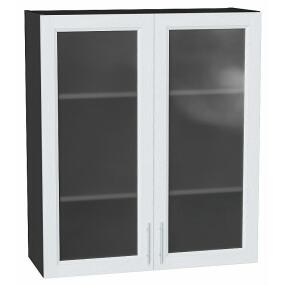 Шкаф верхний с 2-мя остекленными дверцами Сканди White Softwood Graphite