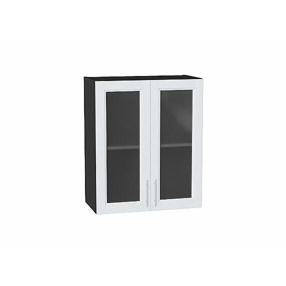 Шкаф верхний с 2-мя остекленными дверцами Сканди White Softwood Graphite