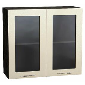 Шкаф верхний с 2-мя остекленными дверцами Валерия-М Бежевый металлик Graphite 716*800*318