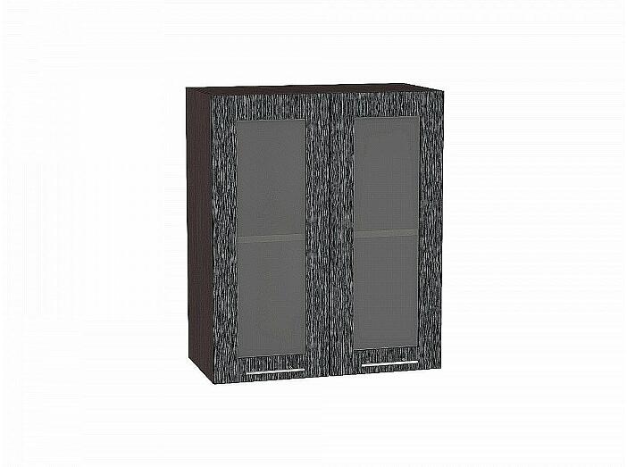 Шкаф верхний с 2-мя остекленными дверцами Валерия-М Черный металлик дождь Graphite