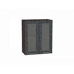 Шкаф верхний с 2-мя остекленными дверцами Валерия-М Черный металлик дождь Graphite