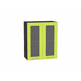 Шкаф верхний с 2-мя остекленными дверцами Валерия-М Лайм глянец Graphite