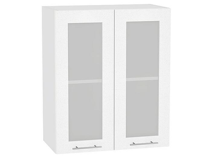 Шкаф верхний с 2-мя остекленными дверцами Валерия-М В 600 Белый металлик-Белый