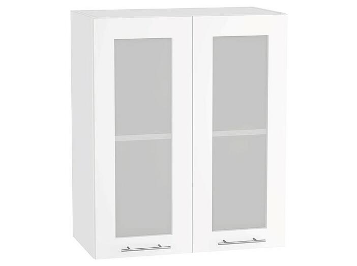 Шкаф верхний с 2-мя остекленными дверцами Валерия-М В 600 Белый глянец-Белый