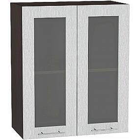 Шкаф верхний с 2-мя остекленными дверцами Валерия-М В 600 Серый металлик дождь светлый-Венге