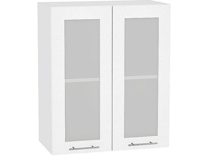 Шкаф верхний с 2-мя остекленными дверцами Валерия-М В 609 Белый металлик-Белый